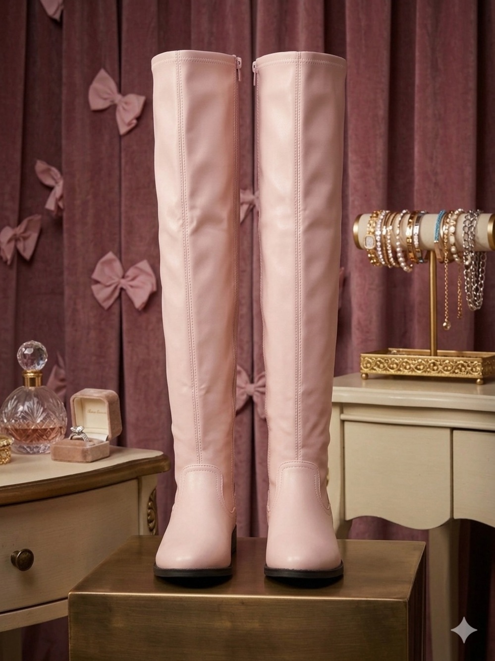 Tall Women's Over-the-knee thigh high Boots in Blush Pink